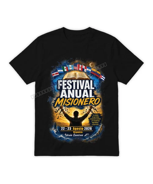 Festival Anual Misionero 2026 sobre camisa Negro