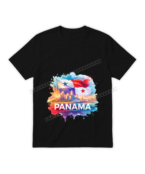 Ciudad y bandera de Panamá sobre camisa Blanco