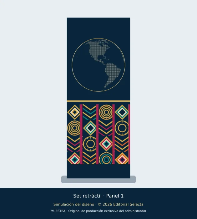100 Etnias · Set geométrico de 5 banners retráctiles de una cara